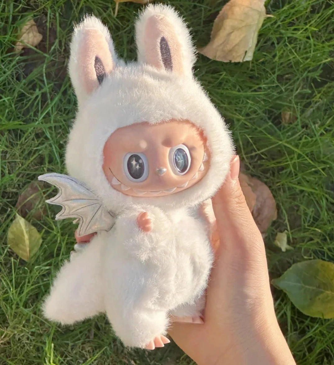 Premium Labubu Zimomo Angel Doll Clothes Set  — 17cm Mokoko Vinyl Pendant Plush & Clothes Set (Fits Labubu 1st & 2nd Gen) — Birthday Gift