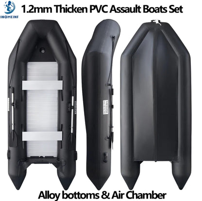 1.2mm Thickened PVC Assault Boats – V-Shape Keel Inflatable Fishing Boat Set with Alloy Bottoms (230-380cm)