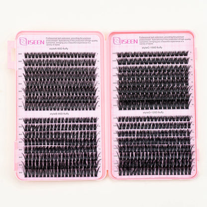 DIY Segmented False Eyelash Set – Large Capacity Cluster Eyelash Book with Glue, Remover, Tweezers & Brush, Festival Gift