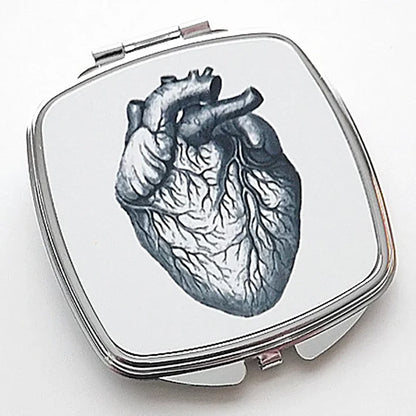Gothic Anatomical Heart Skull Compact Mirror - Halloween Medical Student, Doctor & Graduation Gift for Her