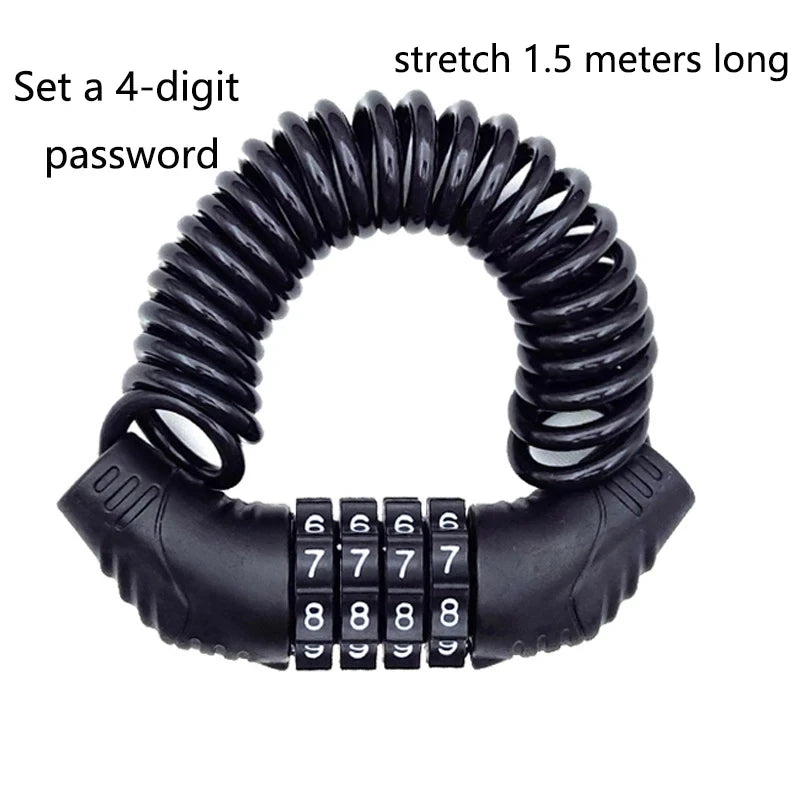 Universal Motorcycle & Bicycle Security Lock – Portable Helmet Password Wire Anti-Theft MTB & Road Bike Lock