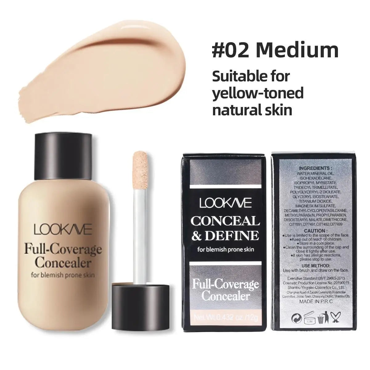 Full Coverage Liquid Concealer Cream – 12ml Waterproof Dark Circles & Face Foundation Makeup Base