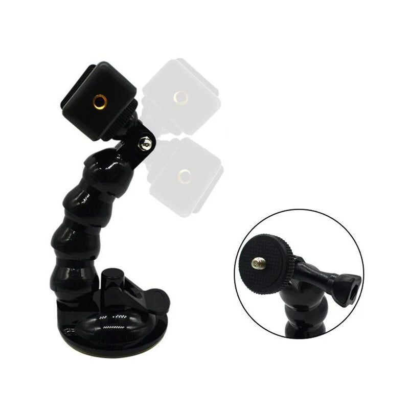 Suction Cup Car Mount with Tripod Adapter — Phone & GoPro Holder for Action Cameras