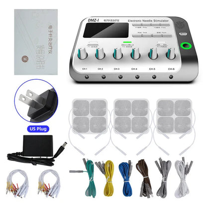 6-Output Channel TENS Muscle Electrostimulator - Physiotherapy Body Massager, Electroacupuncture Needle Patch Machine