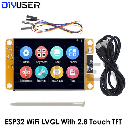 2.8" ESP32 LCD TFT Touch Screen Display Module - WiFi & Bluetooth Dual-Core Development Board with Case