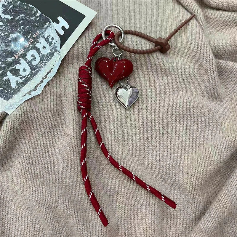 Kawaii INS Style Heart Leather Keychain – Trendy Chocolate Bag Pendant Charm, Creative Fashion Bag & Key Ring Accessory