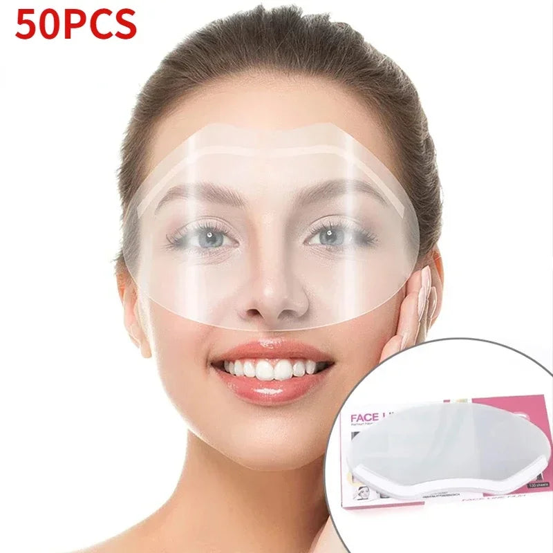Barbershop 50PCS Disposable Face Shields — Makeup & Shower Visors for Hairspray, Salon Supplies & Hairdressing Tools