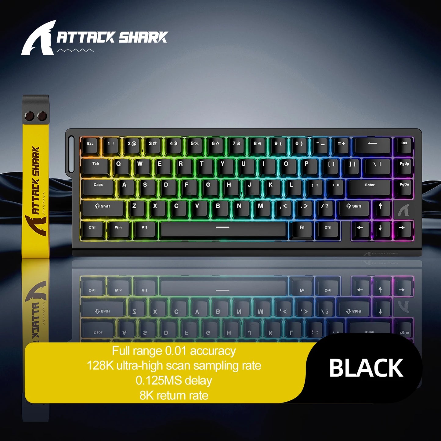 X68HE Attack Shark Magnetic Mechanical Gaming Keyboard – Wired Pro Gaming with 0.01mm Rapid Trigger, 8000Hz, SOCD/Rs 0.125ms