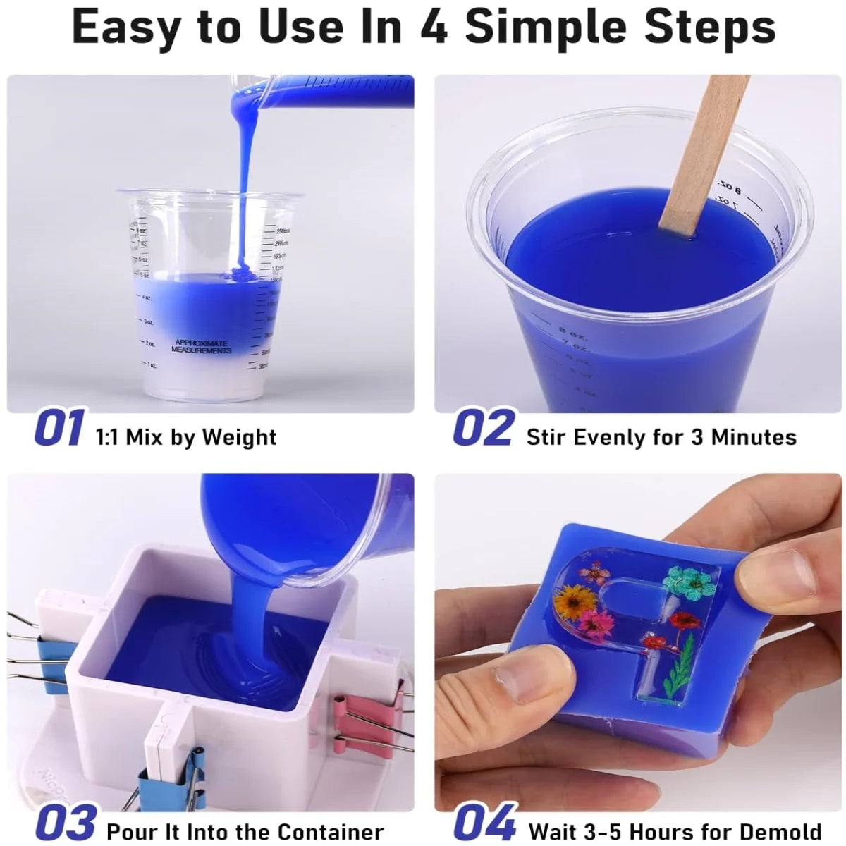 Silicone Mold Making Kit – Platinum Cured Flexible Easy Mix Silicone for Resin Casting & DIY Molding Projects