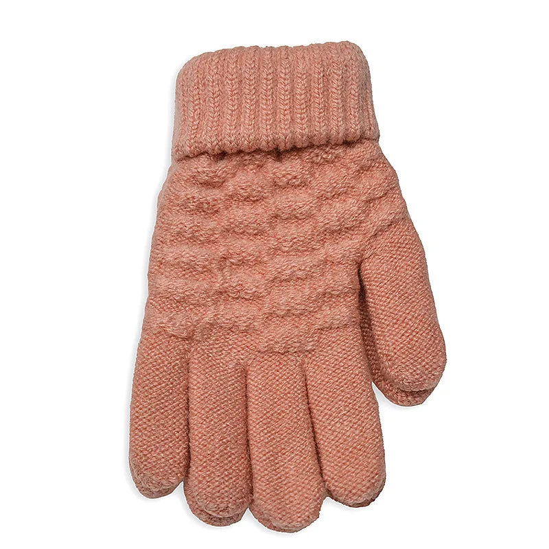 New Fashion Kids Thick Knitted Gloves - Warm Winter Stretch Mittens for Boys and Girls, Solid Color Split Finger Gloves