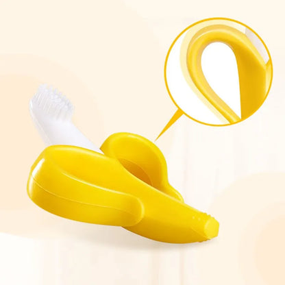 Banana Shape Baby Silicone Teether & Training Toothbrush – BPA Free Safe Chew Ring for Infant Dental Care