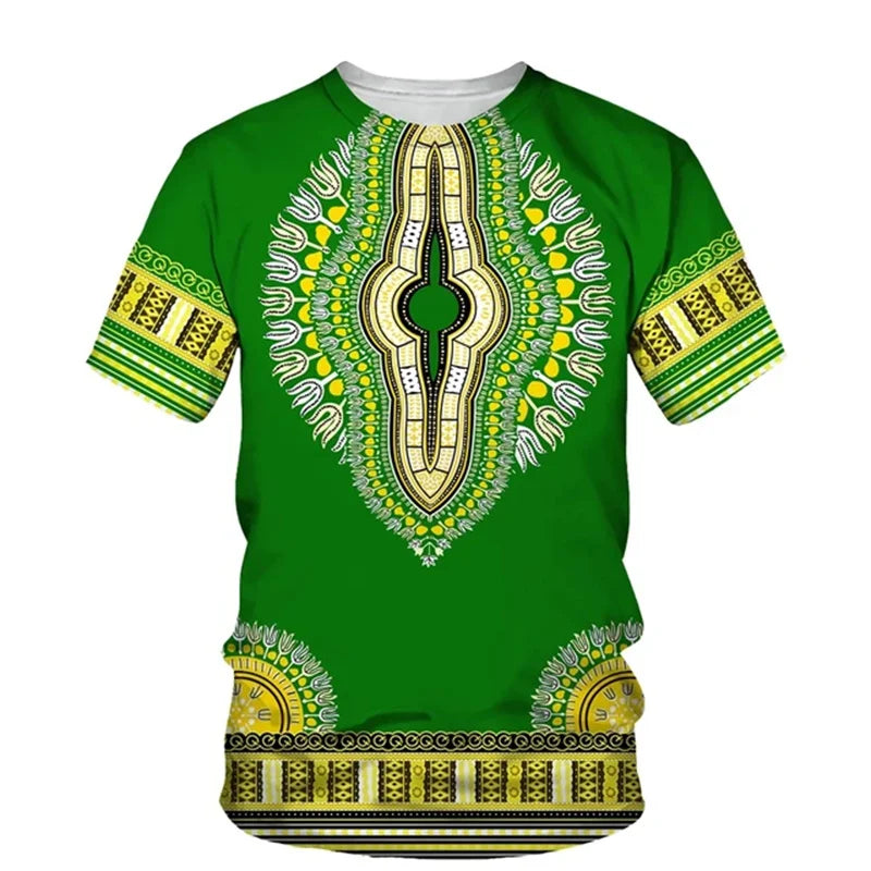 Summer African Dashiki 3D Print T-Shirt - Harajuku Ethnic Pattern Streetwear Tee for Men and Kids