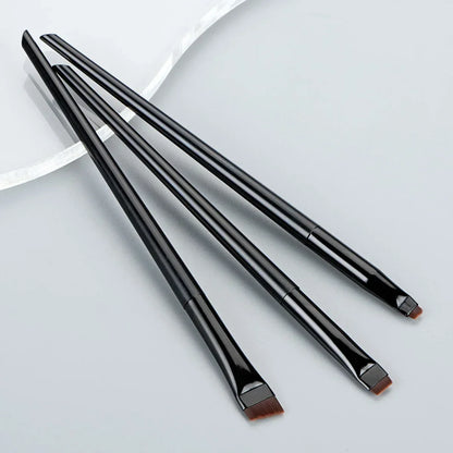 3 Pcs Eyeliner Brush Set – Oblique Head, Ultra-Thin Eyebrow & Eyeshadow Brushes for Precise Makeup Application