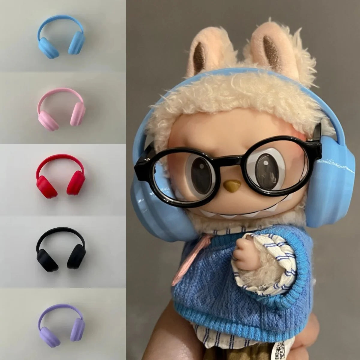 Labubu Doll Accessories — 17cm Fashion & 10cm Cotton Doll Macaron Color Earphones for Labubu Dolls