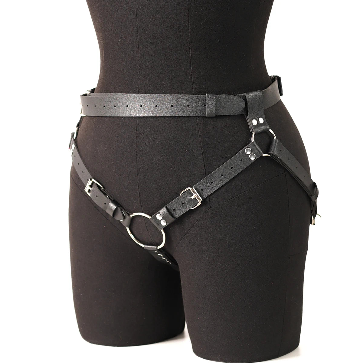 Punk Gothic PU Leather Waist & Thigh Harness - Adjustable Men's Body Strap Accessory for Festivals, Carnivals & Streetwear