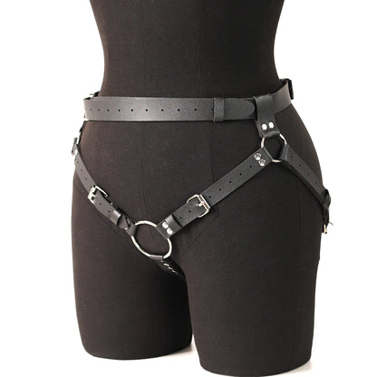 Punk Gothic PU Leather Waist & Thigh Harness - Adjustable Men's Body Strap Accessory for Festivals, Carnivals & Streetwear