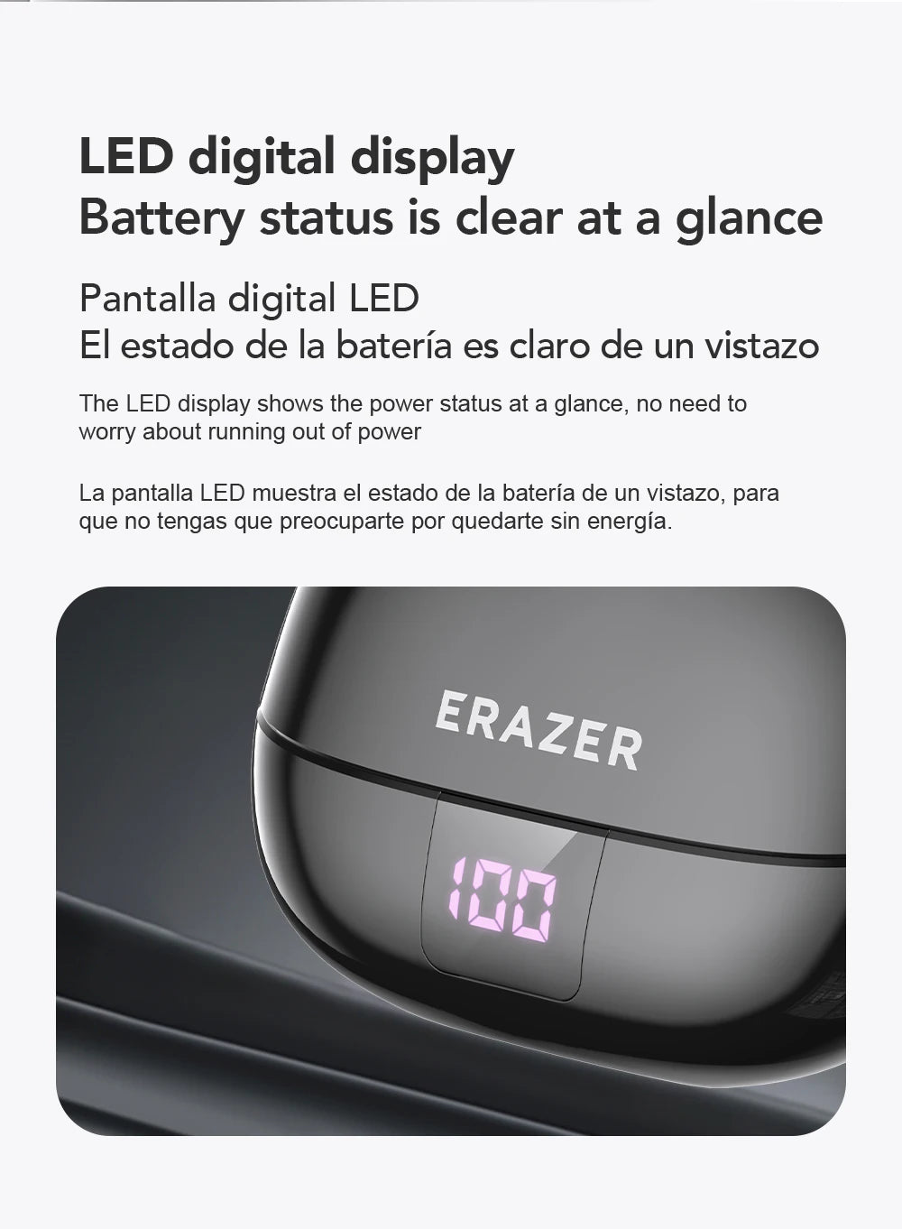 ERAZER XT66PRO Bluetooth Earphones – ASMR Headsets, DIY App, AI Translator, Wireless Earbuds with 13-Hour Battery Life & Display