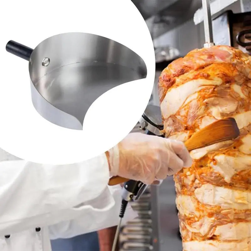 Large Capacity Meat Catcher Pan - Handheld Shawarma, Doner Kebab & Rotisserie Grill Shovel