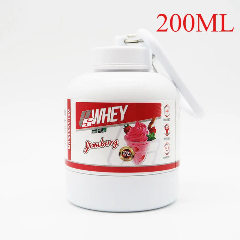 100/200ML Portable Mini Protein Powder Bottle — Keychain Health Container with Funnel for Sports & Outdoors