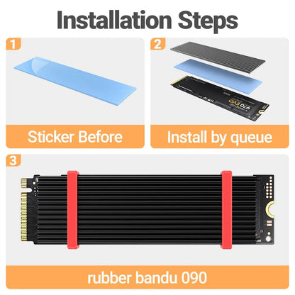 JEYI M.2 SSD Heatsink - Aluminum NVMe 2280 Radiator with Silicone Thermal Pad for PS5, Laptop & Desktop
