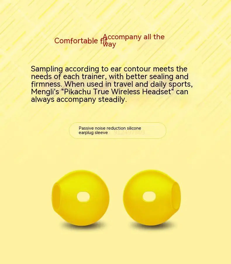 Pokémon Pikachu Wireless Bluetooth 5.0 Earphones – Noise Reduction Sport Headphones with Touch Control & Mic, Universal Gift