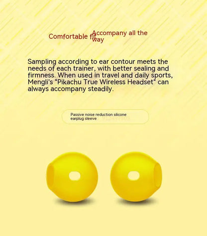 Pokémon Pikachu Wireless Bluetooth 5.0 Earphones – Noise Reduction Sport Headphones with Touch Control & Mic, Universal Gift