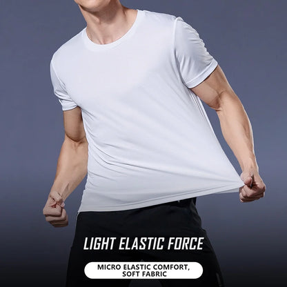 Men's Quick Dry Short Sleeve Gym Running T-Shirt | Moisture-Wicking Round Neck Sport Shirt | Lightweight Training Top