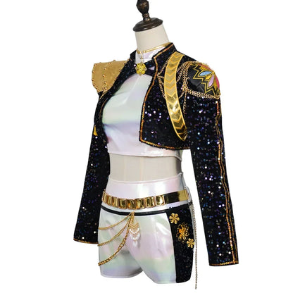 Women's Black Shiny Cosplay Suit - Halloween Party & Birthday Show Costume Outfit