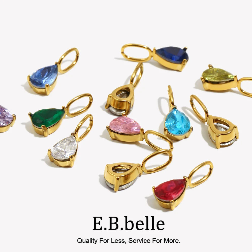 E.B.belle Colorful Zircon Waterdrop Pendant Jewelry Set for Women – DIY Handmade Necklace & Earrings Making Accessories
