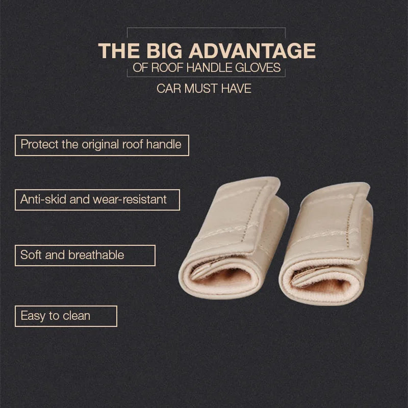 Universal Auto Interior Door Handle Protective Case: Breathable PU Leather Roof Pull Handle Cover - Non-Slip & Warm, Available in 1 or 2 Pieces
