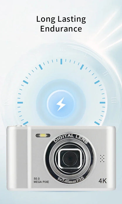 4K Digital Camera – 50MP Travel Selfie Camera with HD Zoom, 2.4-inch Screen, Mini Retro Cam for Kids & Beginners