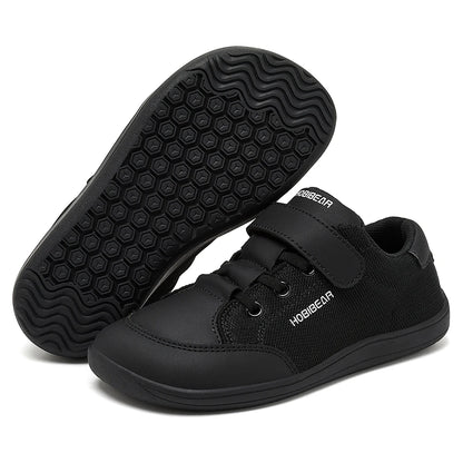 HOBIBEAR Kids Barefoot Shoes – Wide Toe Minimalist Sneakers for Boys & Girls, Lightweight Hook Loop, Mesh & Artificial Leather