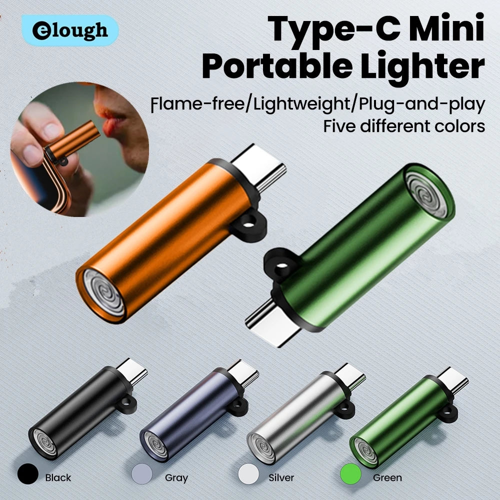 Type C Mini Cigarette Lighter - USB-C Blow-to-Ignite Auto Shut-Off Outdoor Safety Adapter for iPhone 17