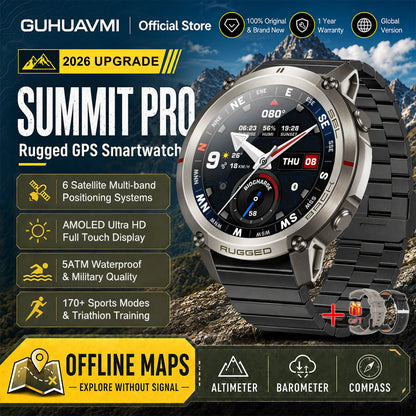 Military GPS Smartwatch for Men - 1.43" AMOLED Display, Bluetooth Calls, Compass, 5ATM Waterproof & 170+ Sports Modes