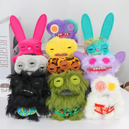 Original Fuggler Tooth Monster Keychain – Cute Wide-Eyed Plush Toy, Funny Ugly Monster Doll Pendant Gift
