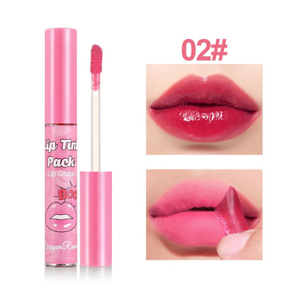 Peel-Off Rose Red Lip Gloss & Lip Stain – Waterproof, Transfer-Resistant Liquid Lipstick with Long-Lasting Tattoo Effect & Contour Definition Makeup