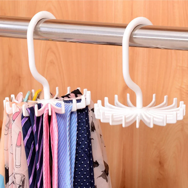 Rotating Hook Holder Rack - Space-Saving Tie, Belt, and Scarf Hanger for Closet Organization