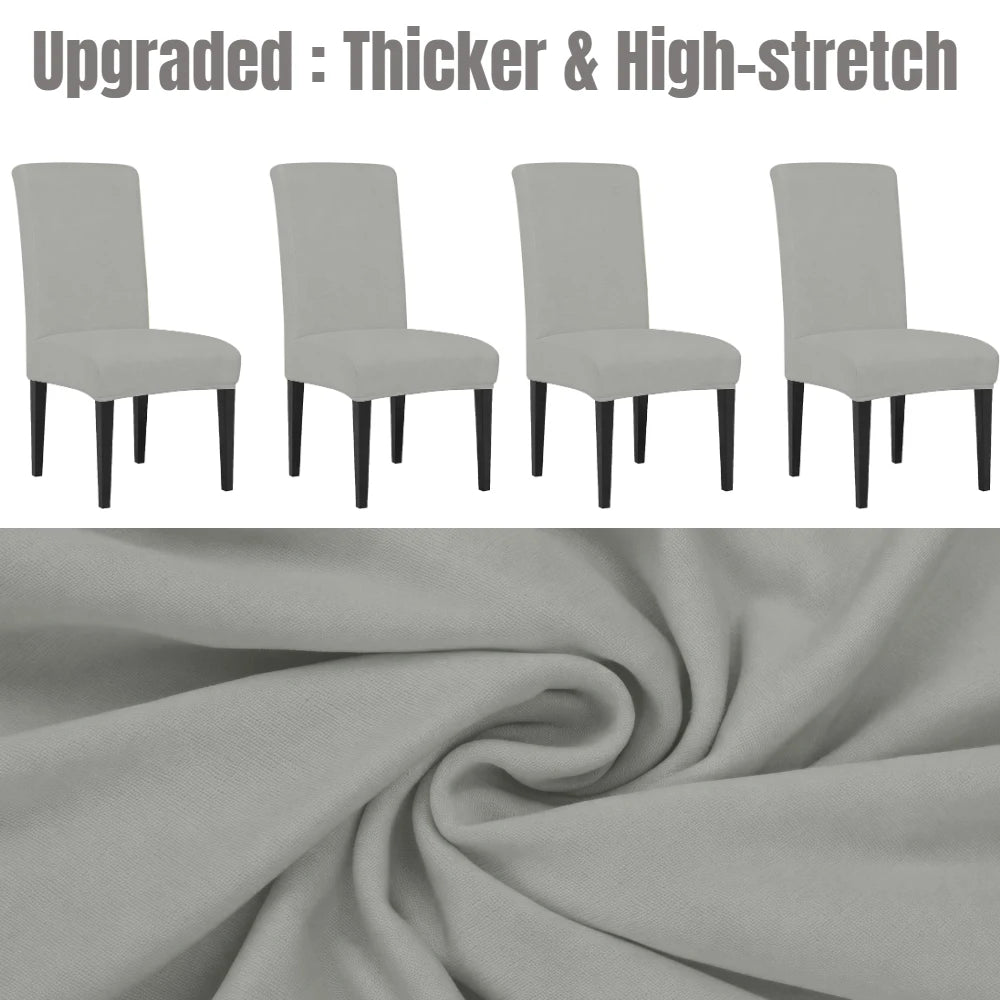 4Pc High Stretch Dining Chair Covers – Elastic Non-Slip Slipcovers, Removable Seat Protectors for Living Room, Kitchen & Wedding