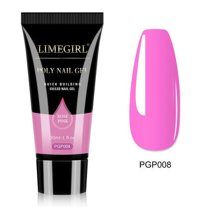 LIMEGIRL 30ml Nail Extension Gel – Glitter Soak-Off Acrylic UV Poly Gel for Quick Nail Build & Manicure