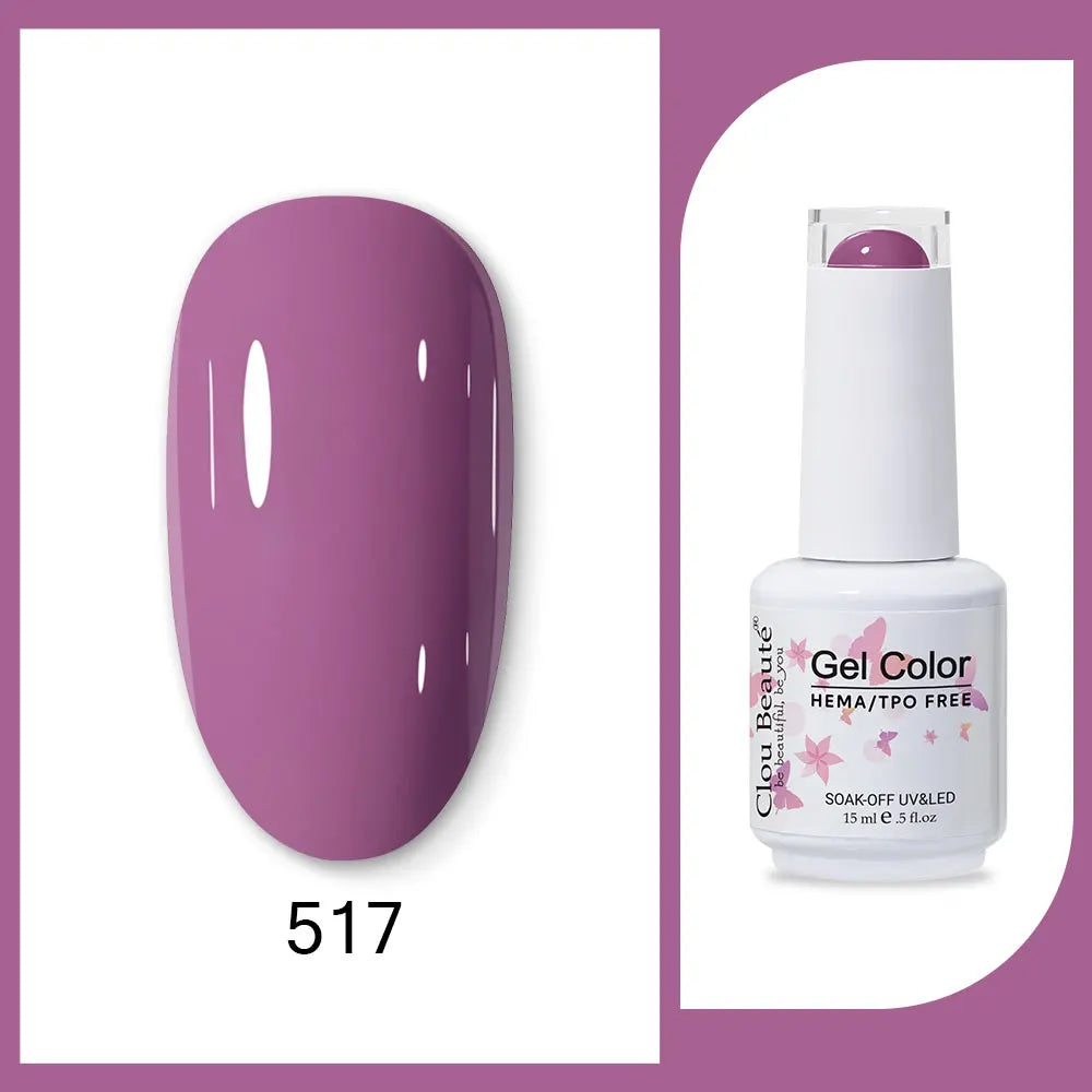 Clou Beaute 15ml Gel Nail Polish Set – Red Black White Green Neon UV Soak-Off Semi-Permanent Nail Varnish Base & Velvet Top Coat