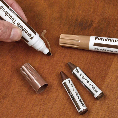 Creative Furniture Repair Pens Set — 8 Colors Wood Scratch Restoration Kit with Patch Paint Pens and Crayons, Large-Capacity Markers