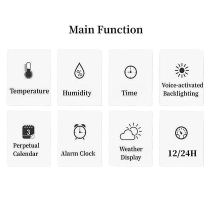Voice Control Digital Weather Clock - Backlight Electronic Clock with Temperature, Humidity, Date, Week & Weather Forecast Display