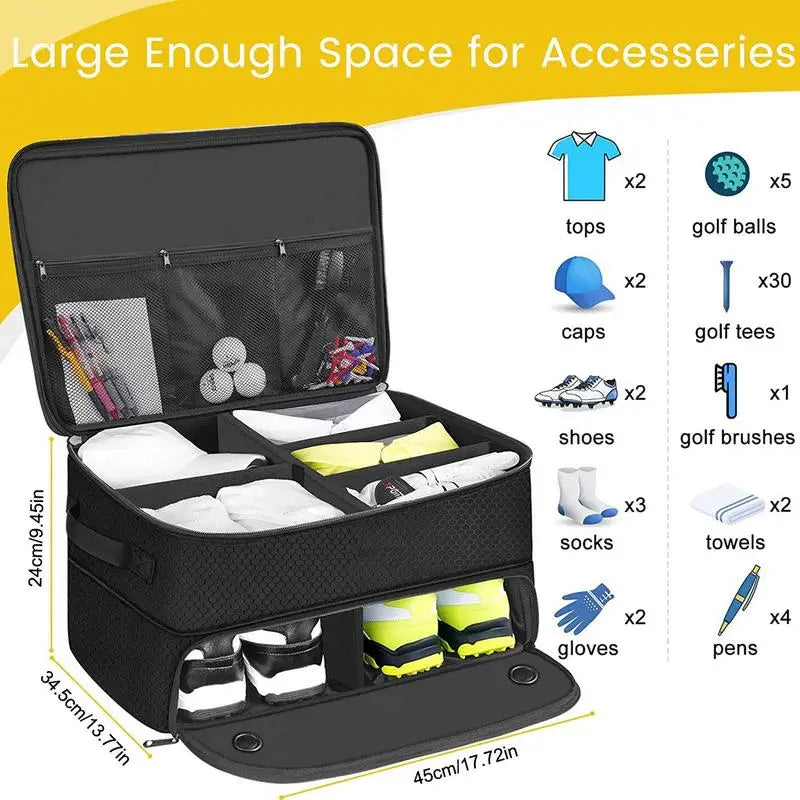Car Trunk Organizer Golf Shoe Bag – Collapsible Outdoor Trunk Accessory with Portable Golf Ball Box, Unisex