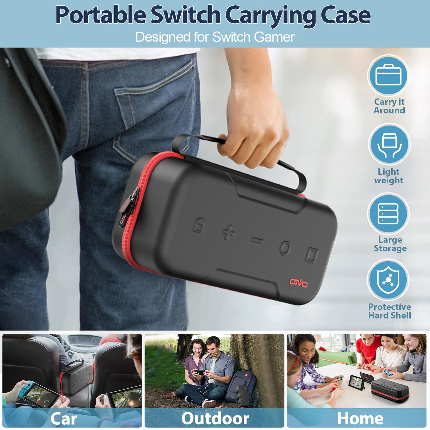 OIVO Large Storage Bag for Nintendo Switch — Portable Waterproof & Anti-Scratch Carrying Case for Switch OLED
