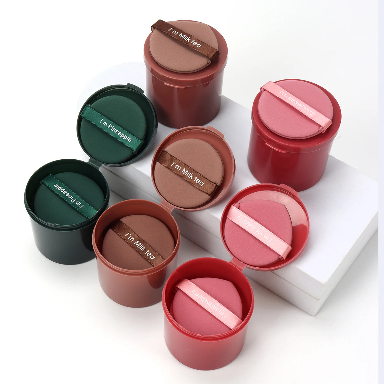 Karsyngirl 7-Piece Strawberry Makeup Sponge Set — Double-Sided Soft Cosmetic Puffs for Powder & Beauty Application