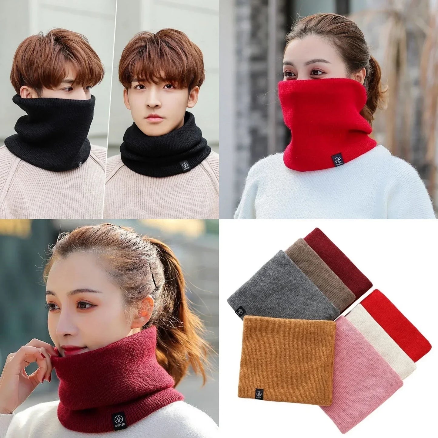 Soft Knitted Neck Warmer for Men & Women - Thick Winter Sports Scarf for Running, Skating & Hiking