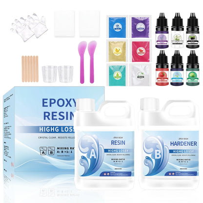 500/1000ml AB Epoxy Resin Glue Set – 1:1 High Adhesive Crystal Clear Resin for Jewelry Making & DIY Crafts