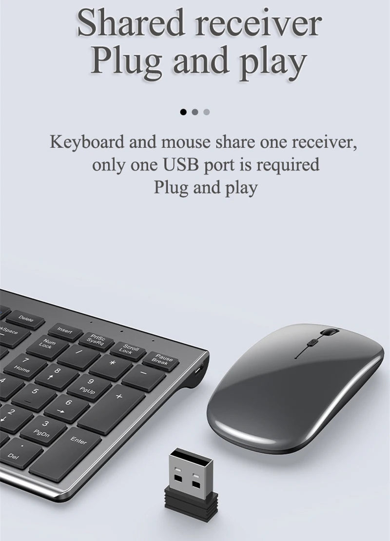 Bluetooth 5.0 & 2.4G Wireless Keyboard and Mouse Combo – Mini Multimedia Set for Laptop, PC, TV, iPad, MacBook, Android