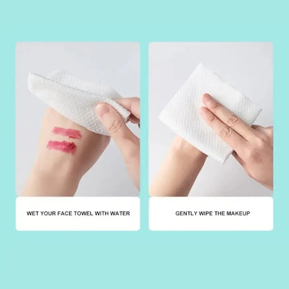 100PCS Disposable 100% Cotton Face Towels - Soft Makeup Remover Wipes for Skin Care & Dry Cleansing