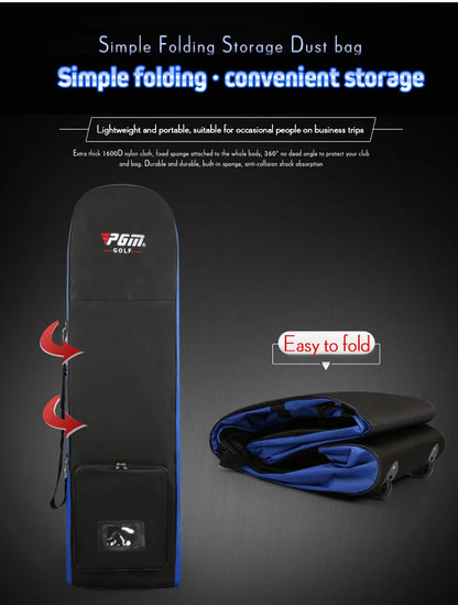 PGM Golf Aviation Bag – Large Capacity Foldable Golf Bag with Silent Wheels for Airplane Travel, HKB002